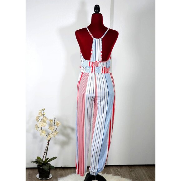 Echo Sleepwear Women's Striped Red & Blue Sleeveless Pajama Set Size Small 2279 - Picture 6 of 10